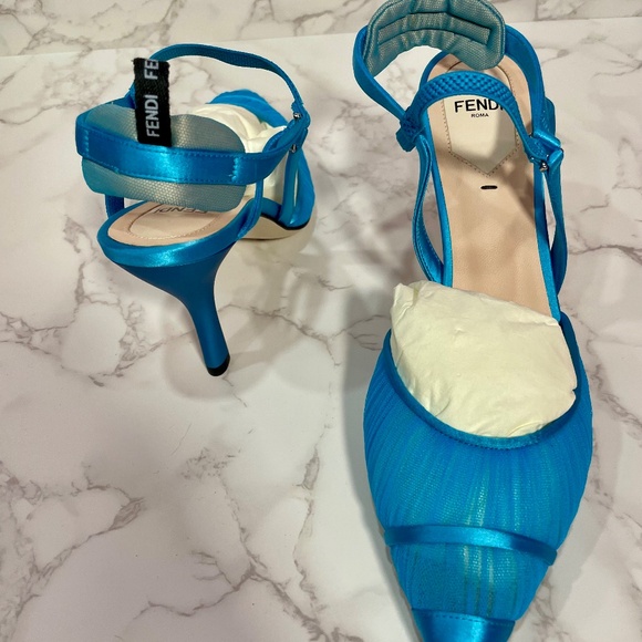 FENDI Blue Tulle Slingback - Picture 5 of 15